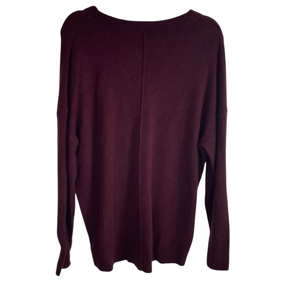 NWT wool blend Express burgundy v neck sweater oversized size medium - Picture 2 of 8